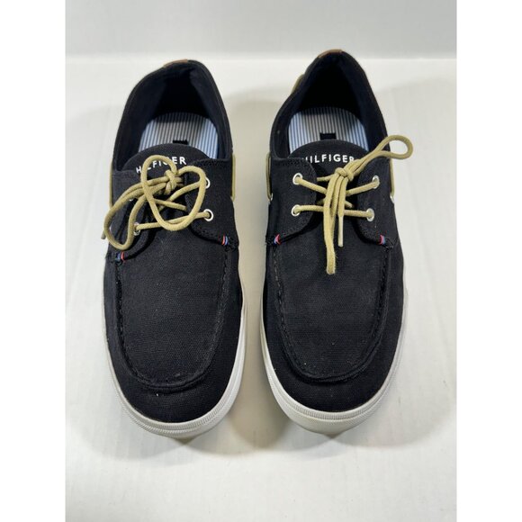 Tommy Hilfiger mens size 10.5 black Canvas Boat Shoes - Picture 1 of 16